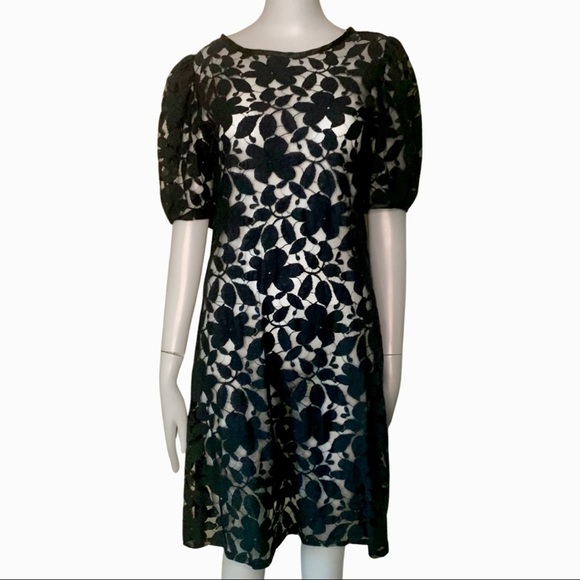 KATHRYN CONOVER Vintage Black Lace Embroidered Shift Dress Size 8 - Picture 3 of 14